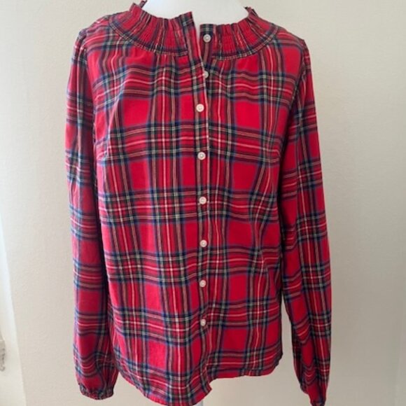 Boden Mae Smocked Cotton Blouse - Red - Picture 5 of 7